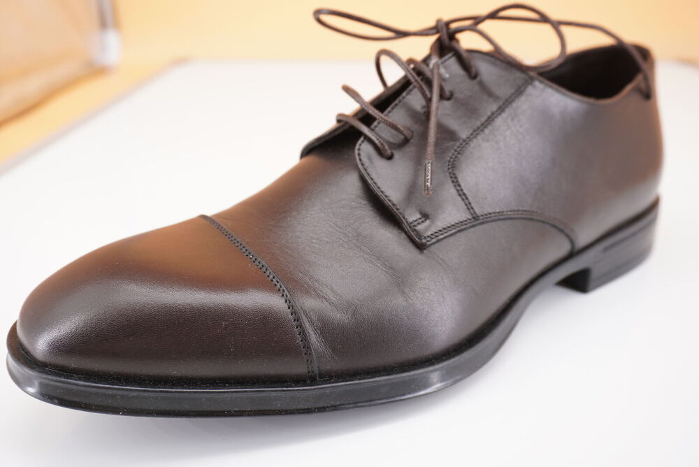 Canali Cap Toe Derby Dark Brown Leather Oxford SZ 9 New Lace Up dress shoe $645